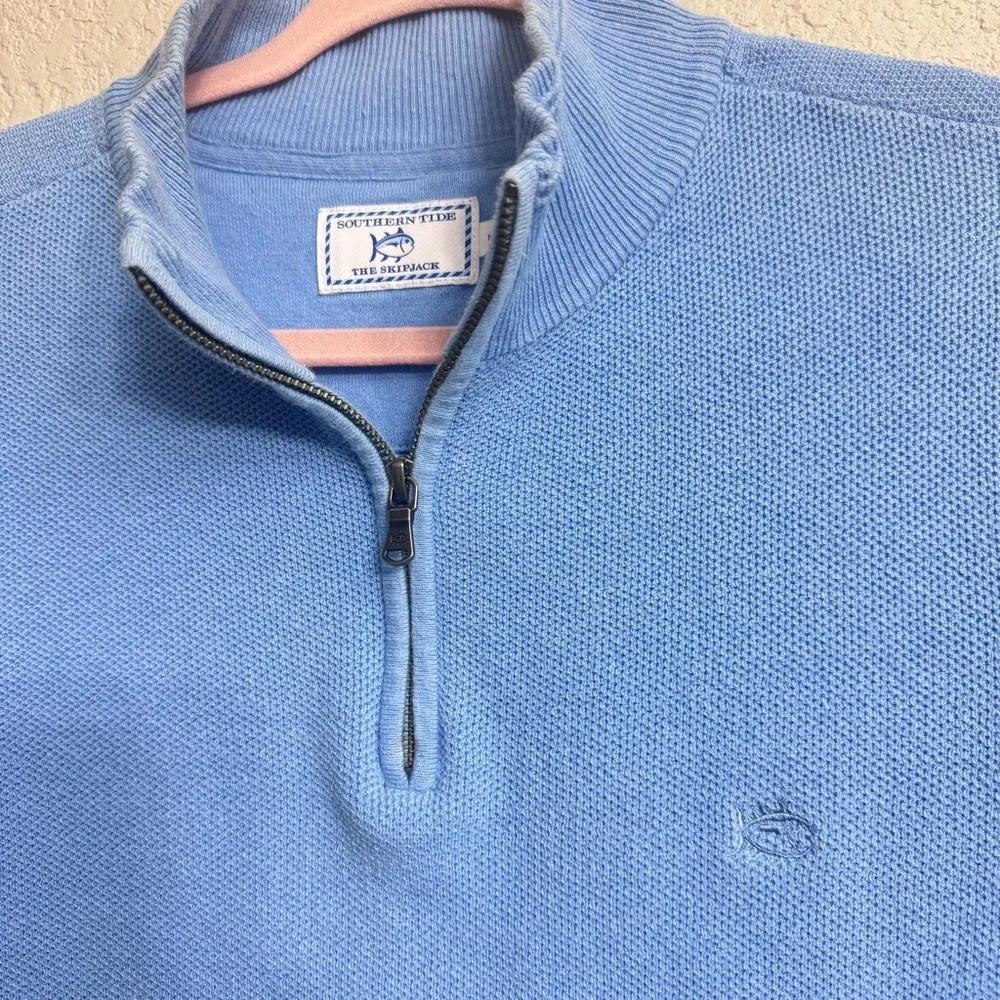 Southern Tide Quarter Zip Sweater Blue Cotton Skipjack Men’s Medium